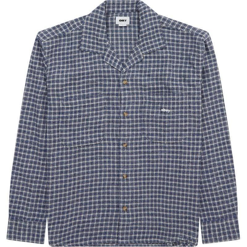 Obey Bigwig Micro Ternet Skjorte i Blå - Stilfuld Casual Wear
