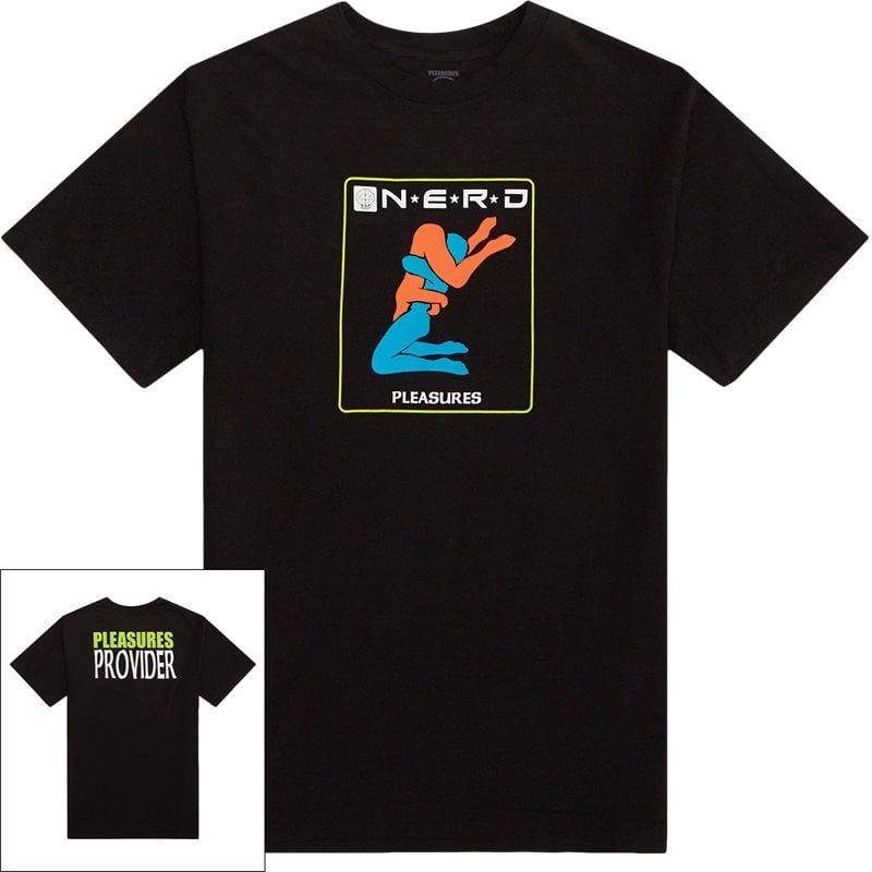 N.E.R.D. x PLEASURES Provider T-shirt i Sort - Unik Stil