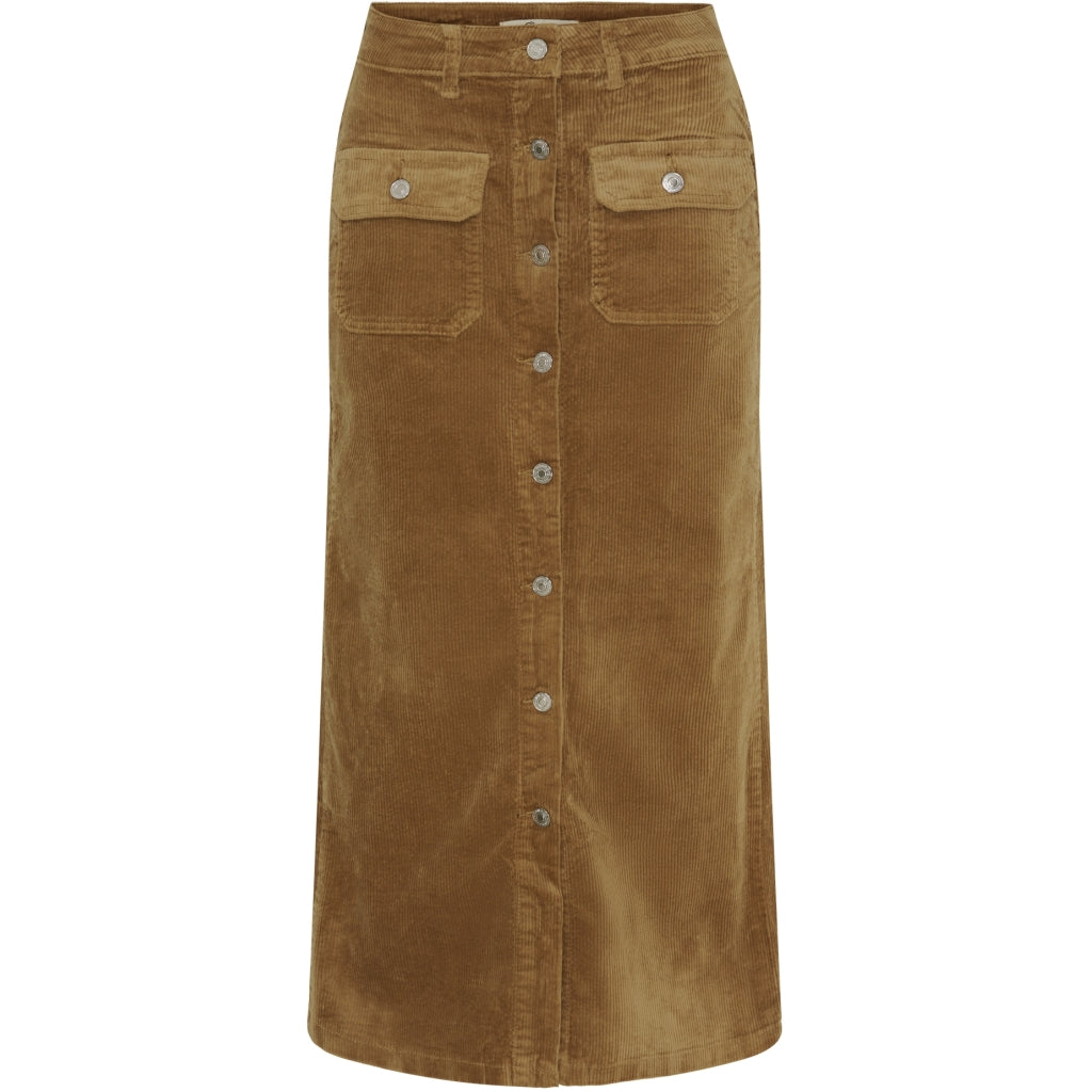 Elegant fløjlnederdel med knapper – Jewelly JW772-1 Camel