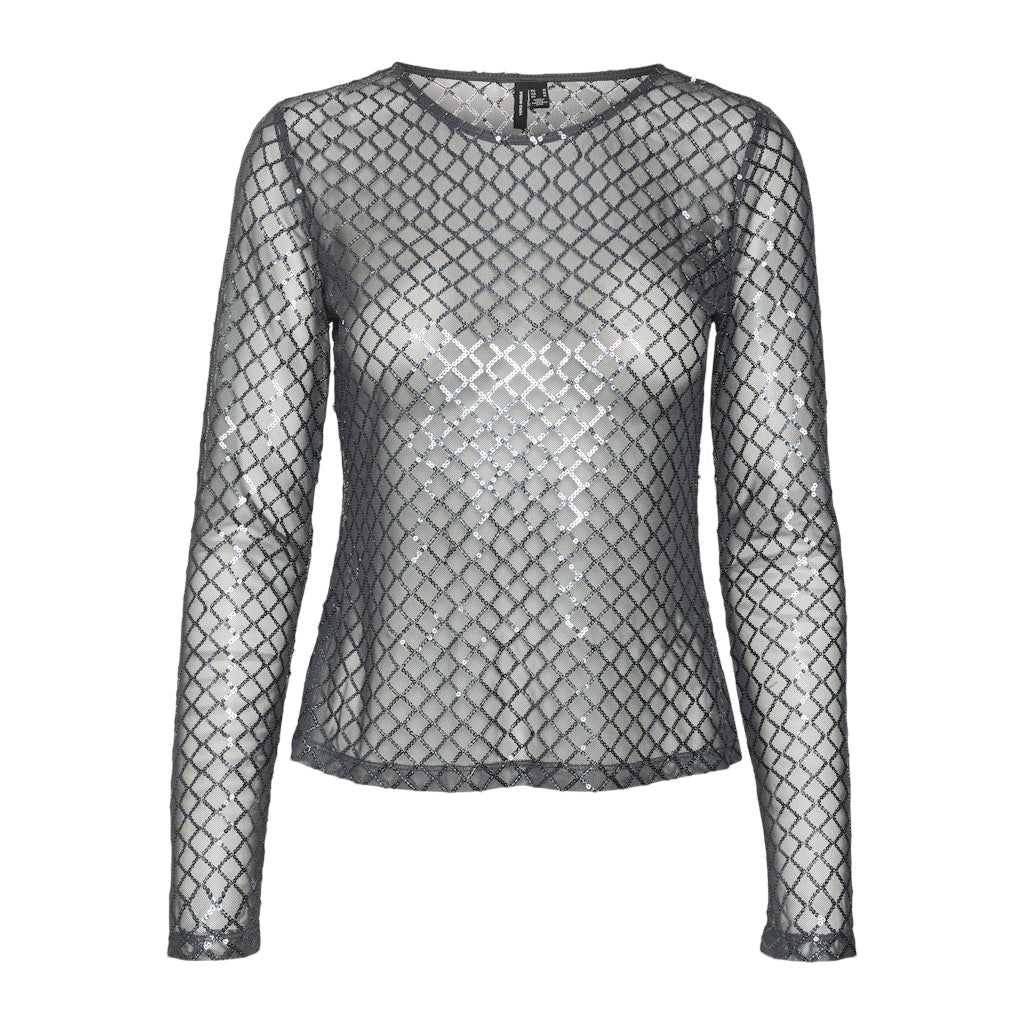 Elegant meshbluse fra VERO MODA - VMSAFINA i asfalttone