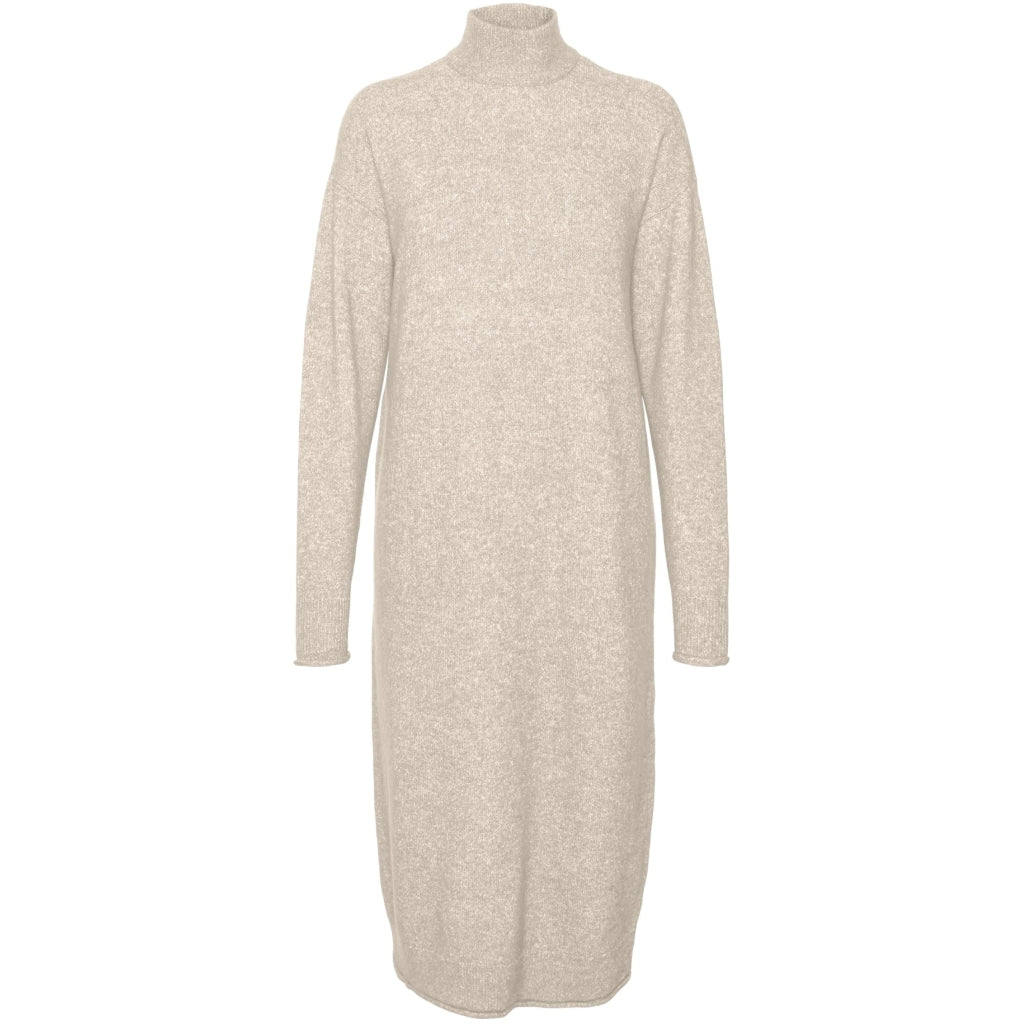 Elegant strikket kjole med høj hals fra VERO MODA – Birch Melange