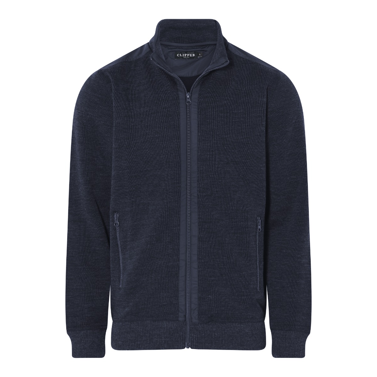 Clipper Kilkenny Cardigan med Stående Krave – Mørk Navy