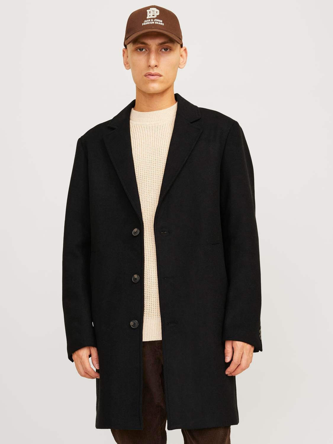 Jack & Jones Greige Uldfrakke - Elegant Stil med Hurtig Levering!