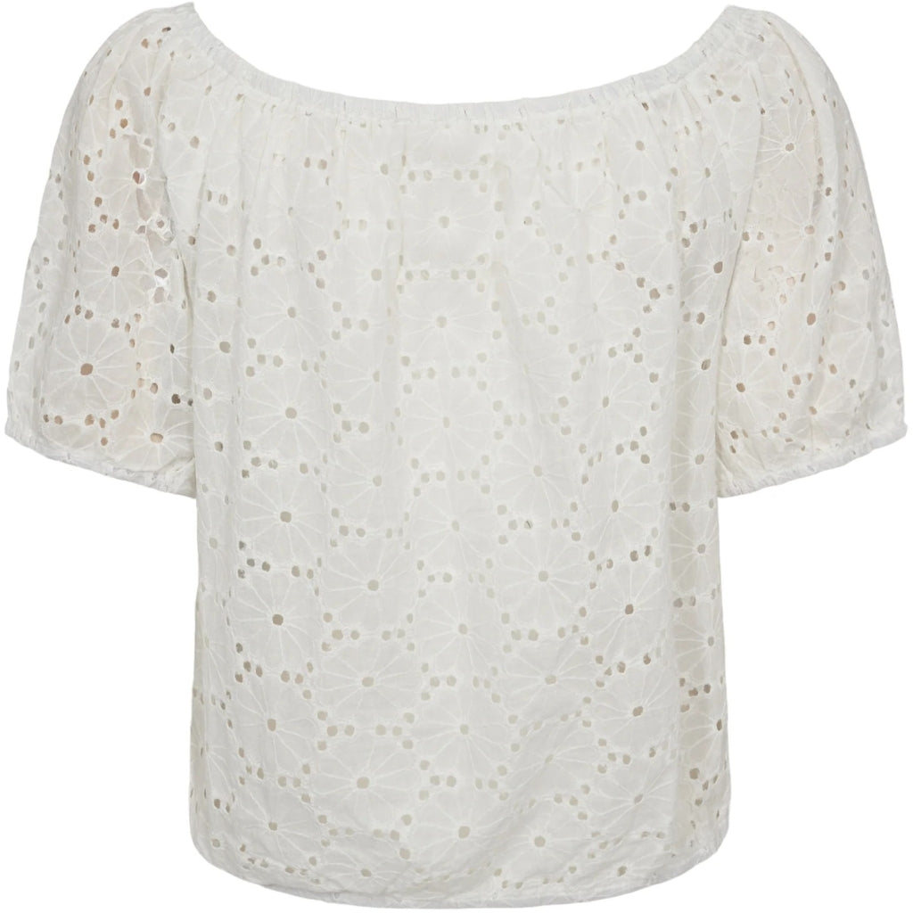 Elegant Hvid Bluse med Broderi – Liberté Udsalg!