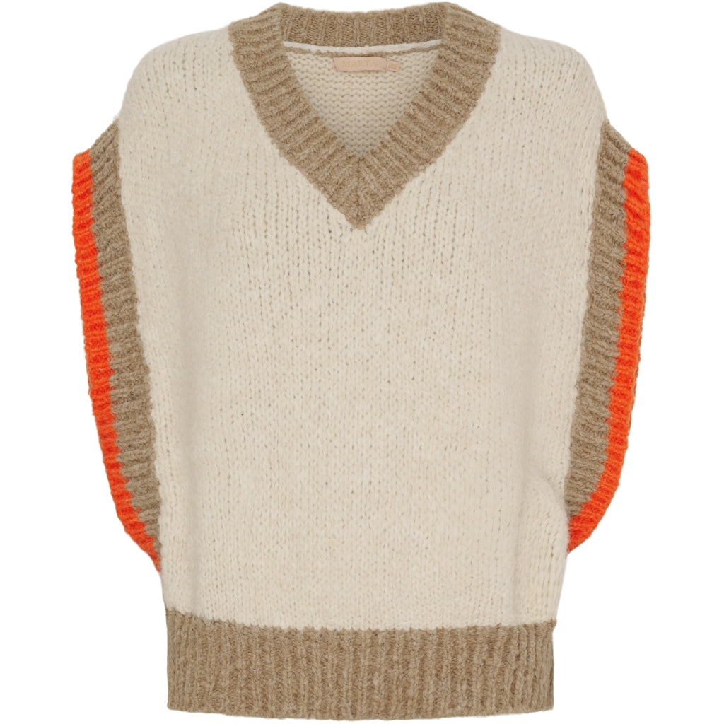 Elegant strikvest til damer - Beige/Camel/Orange tilbud