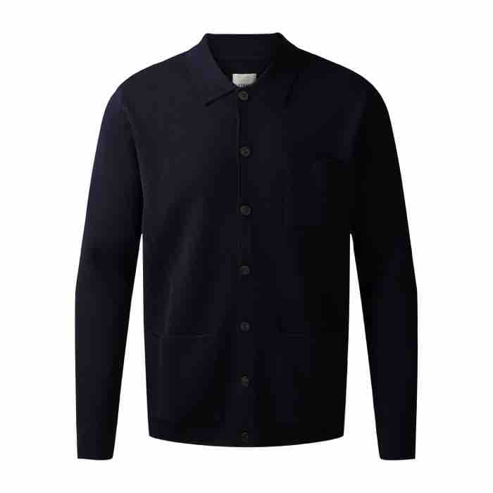 Clipper Manchester Cardigan med Polo Krave - Mørk Navy