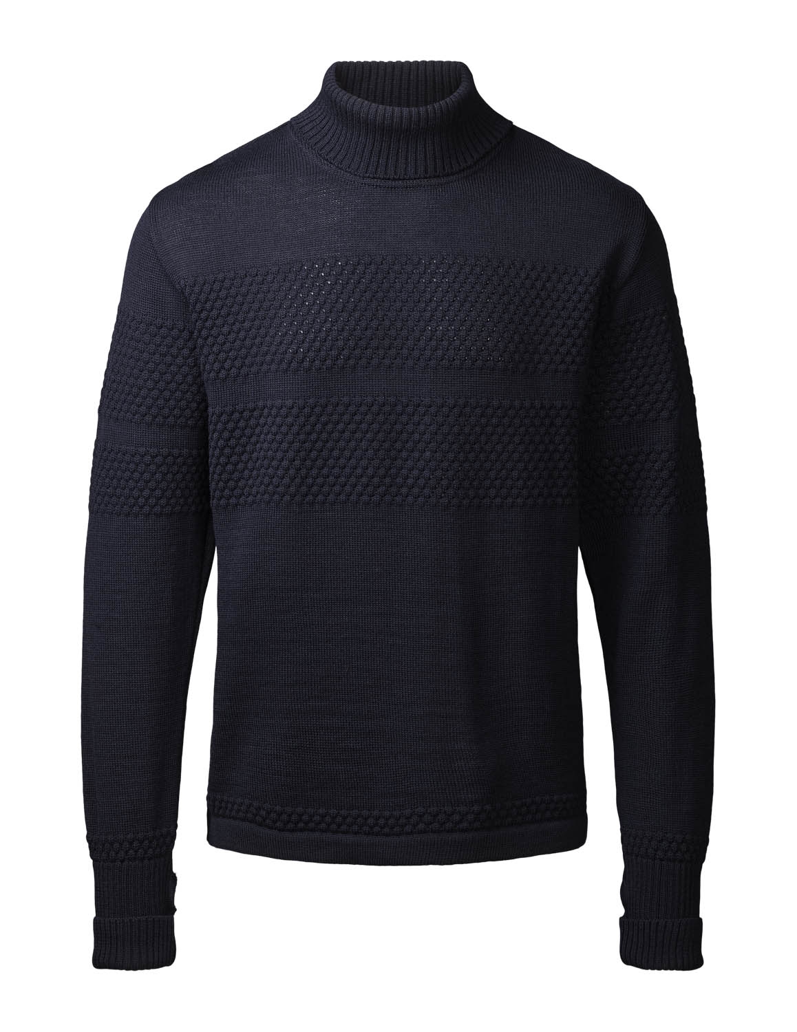 Clipper Saltum Rullekrave Strik i Navy - 100% Uld Tilbud!