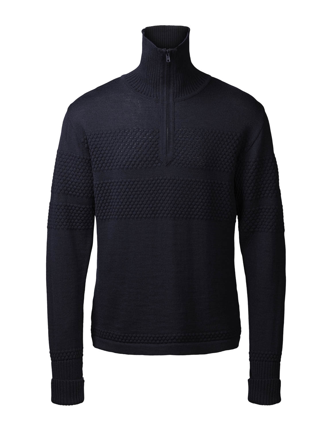 Clipper Saltum Halv Lynlås Strik i Navy - 100% Uld Tilbud!