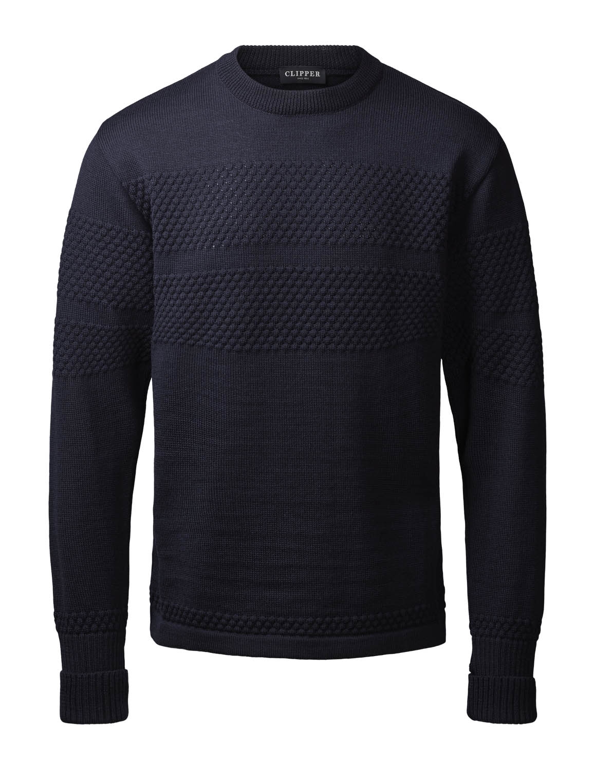 Clipper Saltum O-hals trøje i Navy – 100% Uld Tilbud!