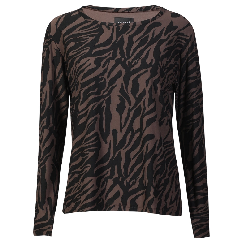 LIBERTE ALMA Bluse - Mørkebrun Zebra Print til Damer