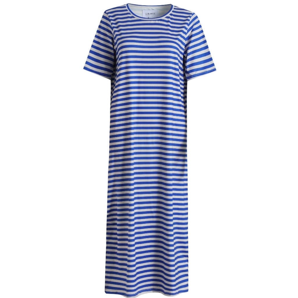 Liberte Alma 9562 Kjole – Stripe Ivory Cobalt Tilbud!