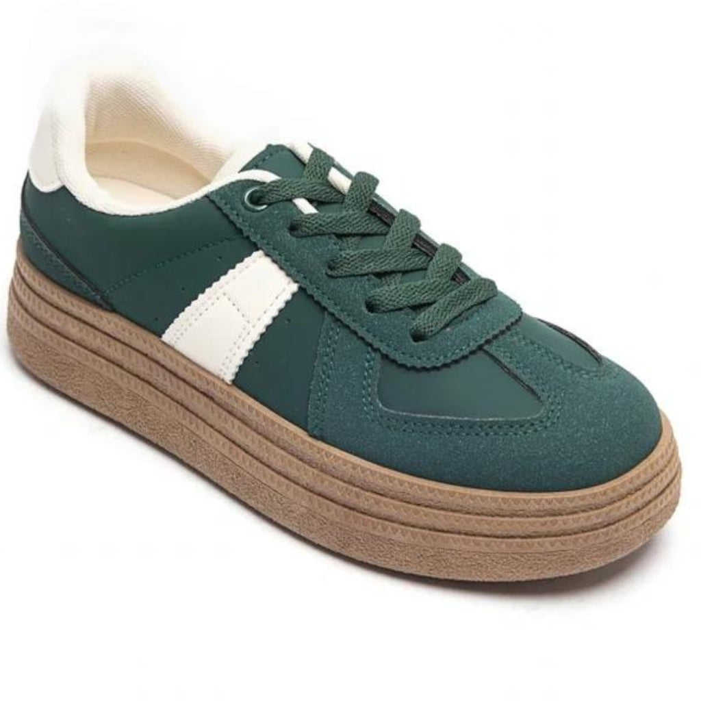 Loa Dame Sneakers 7590 – Grøn Plateau Tilbud!
