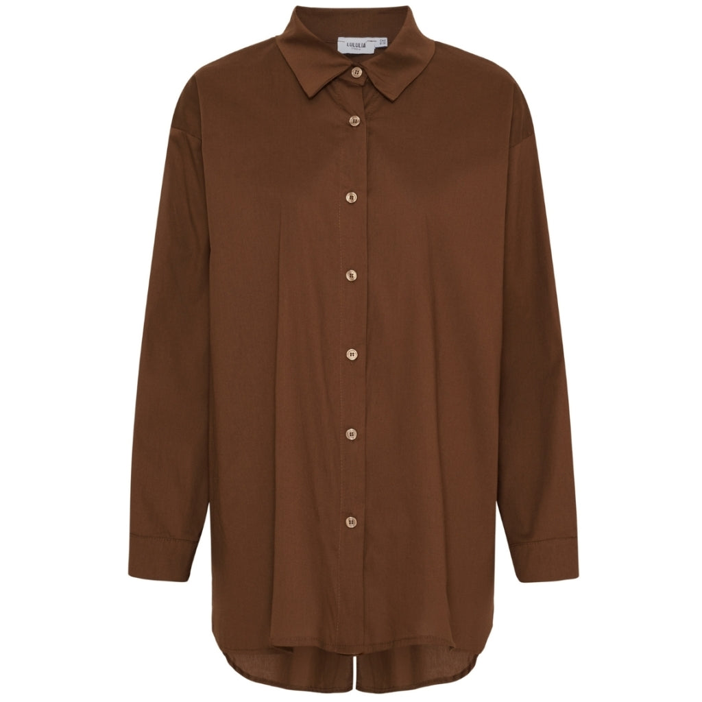 Elegant Lululia Skjorte med Åben Ryg – Brun Elegance