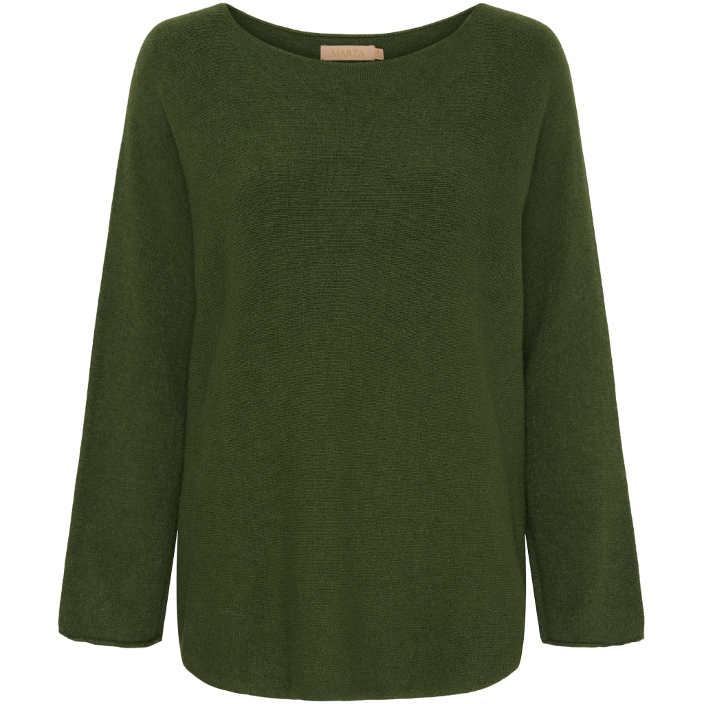 Elegant armygrøn striktrøje fra Marta Du Chateau – Udsalg!