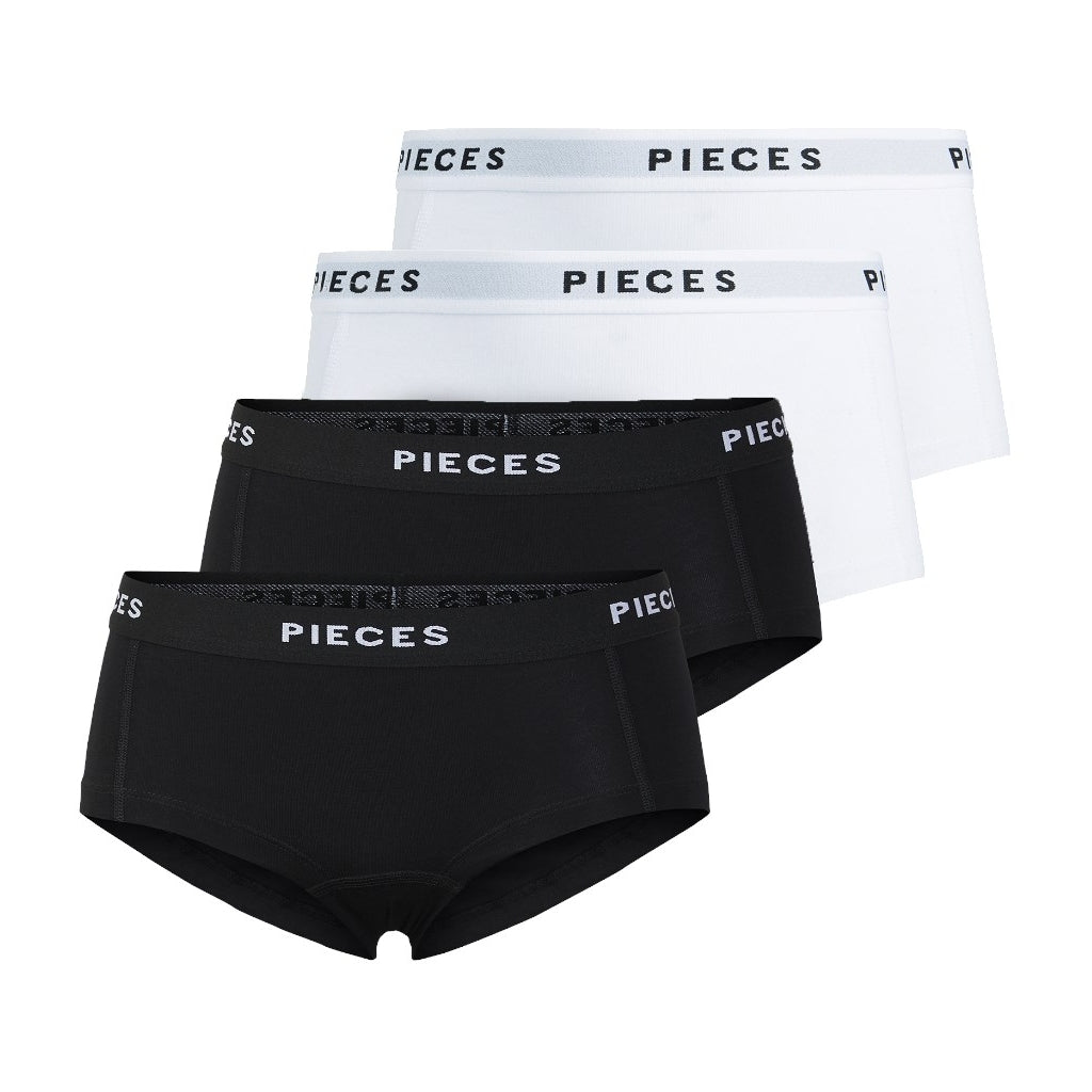 Pieces Dame Hipsters 4-Pak – Komfortabelt Undertøj Sort/Hvid