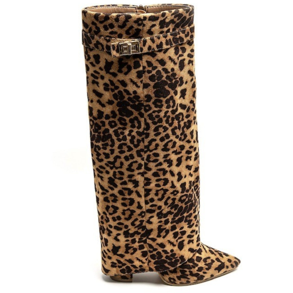 Sof Dame Støvler 9501A – Leopard Højhælede Feststøvler!