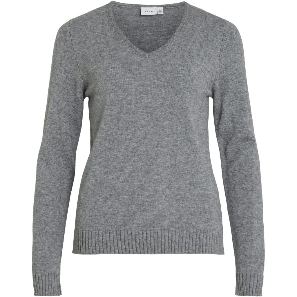 Elegant grå melange VILA V-hals striktrøje – Et must-have!