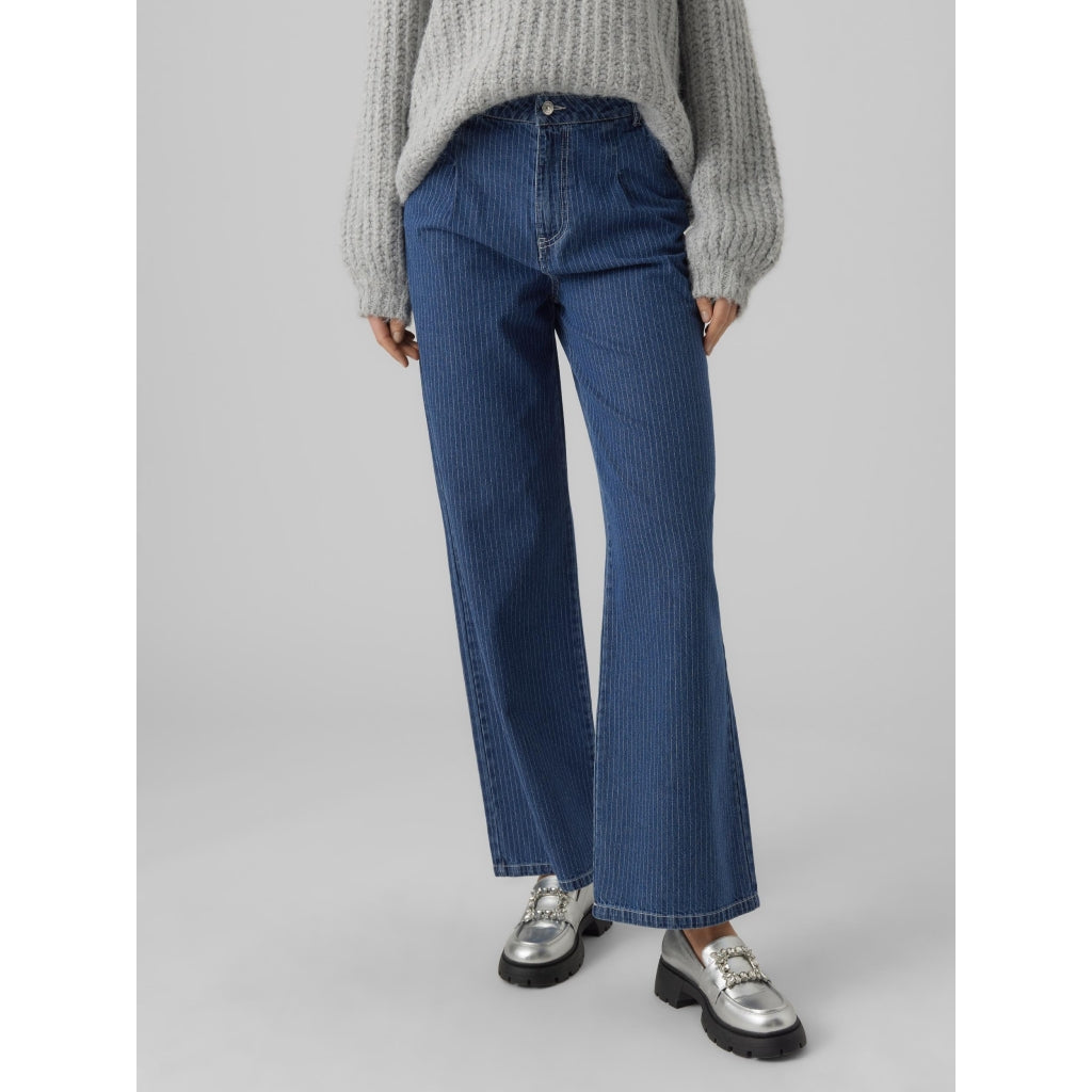 Vero Moda VMKATHY Mellemblå Denim Jeans - Trendy Striber!