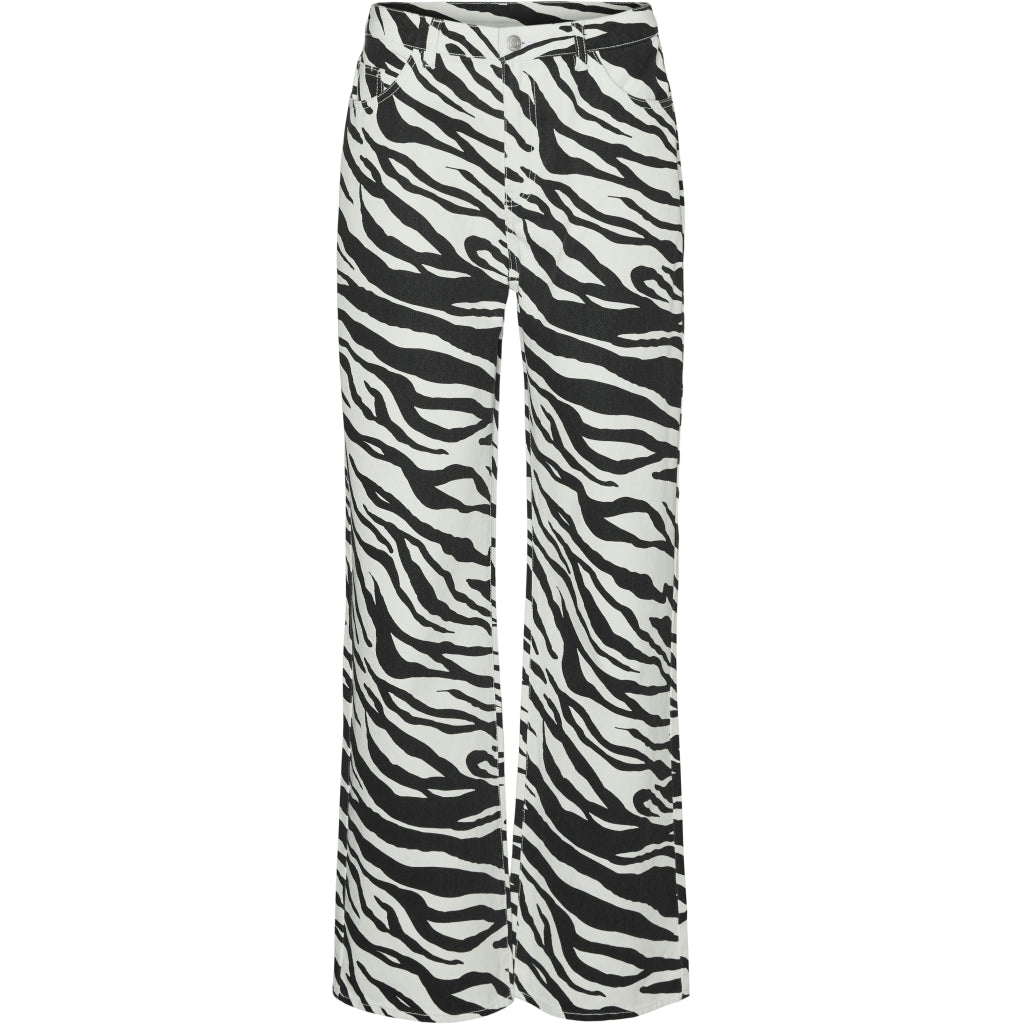 Vero Moda VMTESSA Zebra Bukser – Hvide Jeans Tilbud!