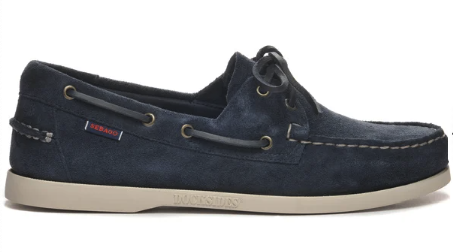 Sebago Docksides Sejlersko i Ruskind - Blue Navy Tilbud!